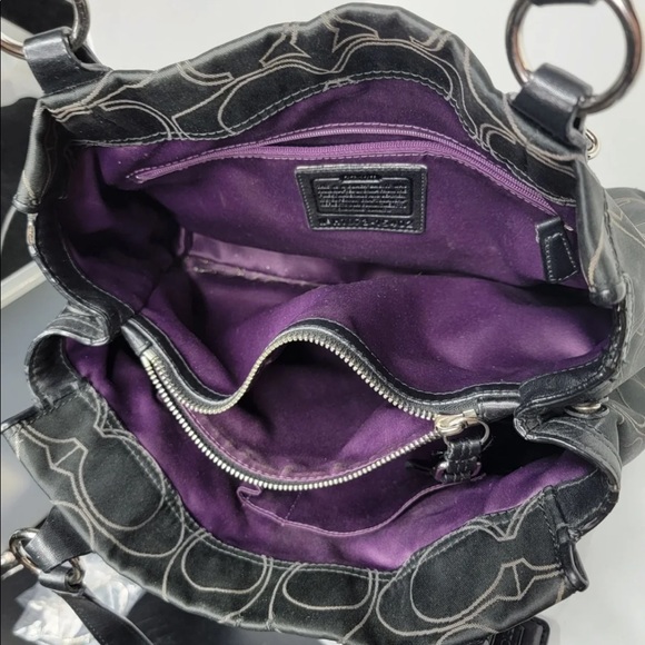 Coach Black Mia Signature “C” Outlined Pattern Satchel 15402
